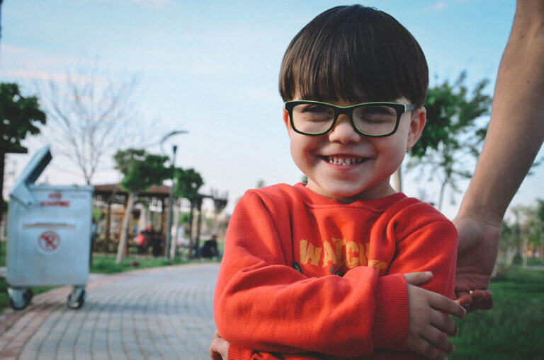 Happy child wearing eyeglasses